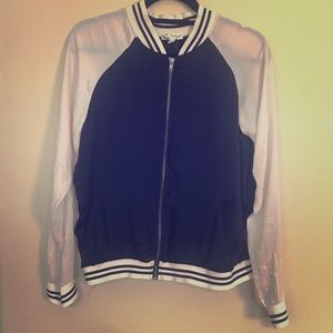 Sheer sleeved Bomber Jacket